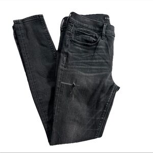 Express Women's Jeans 4 Washed Black Mid Rise Skinny Legging Distressed Stretch